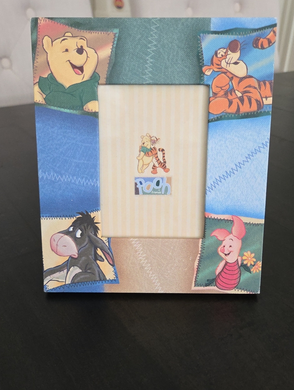 Disney Winnie the Pooh Patchwork Blue & Green Kids Picture Frame New